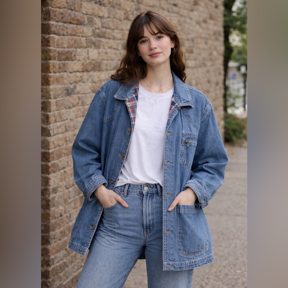 Vintage Cabin Creek 100% Cotton Denim Chore Coat – Size 20W Oversized XL